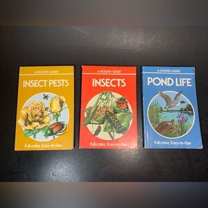 Lot of 3 Golden Guide Books Insects Insect Pests Pond Life Illustrated Vintage